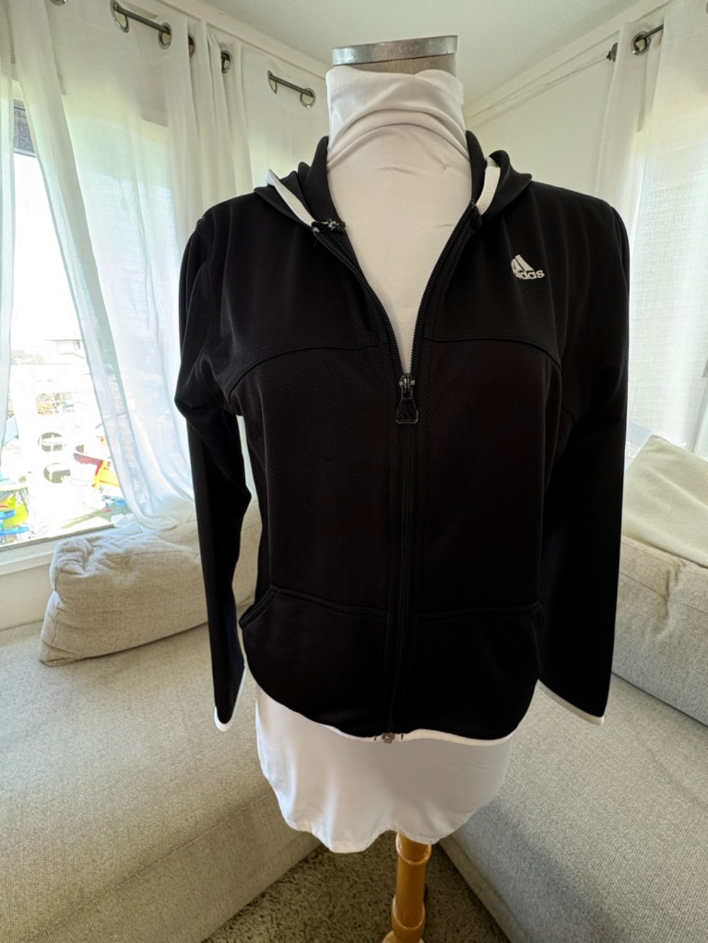 adidas Black Hooded Full-Zip Women's Hoodie
